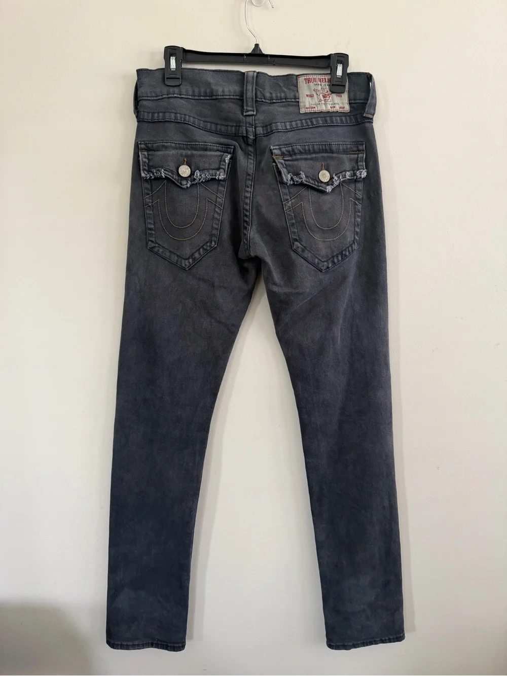True Religion Men's Skinny Ripped Jeans in Faded Charcoal